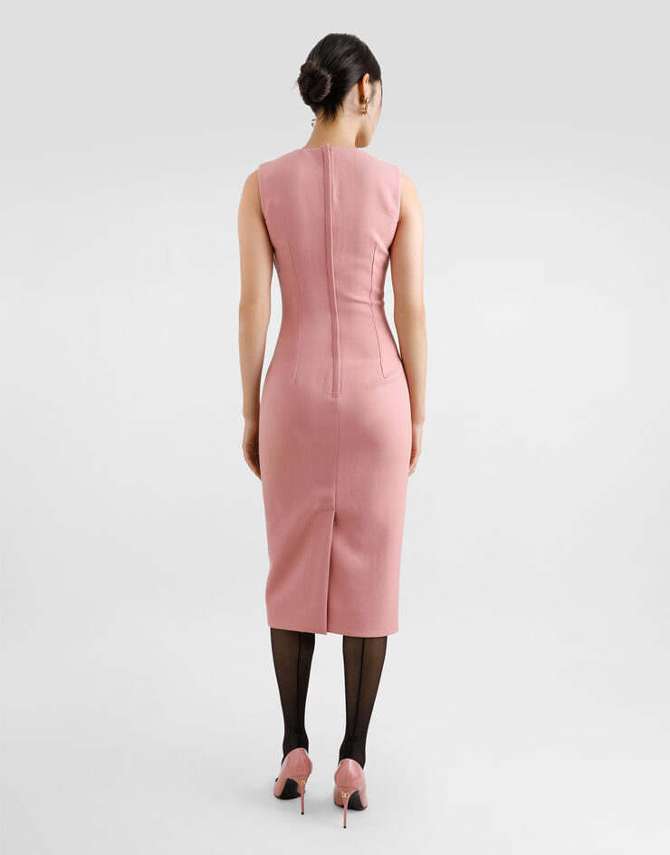 Dolce & Gabbana Wool crepe sheath longuette dress Multicolor F6GASTFU2L8