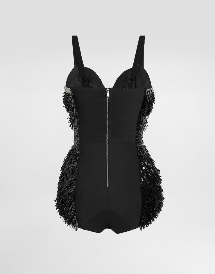 Dolce & Gabbana Body ricamato in paillettes e micro perline Multicolore F78JEZGDC0I