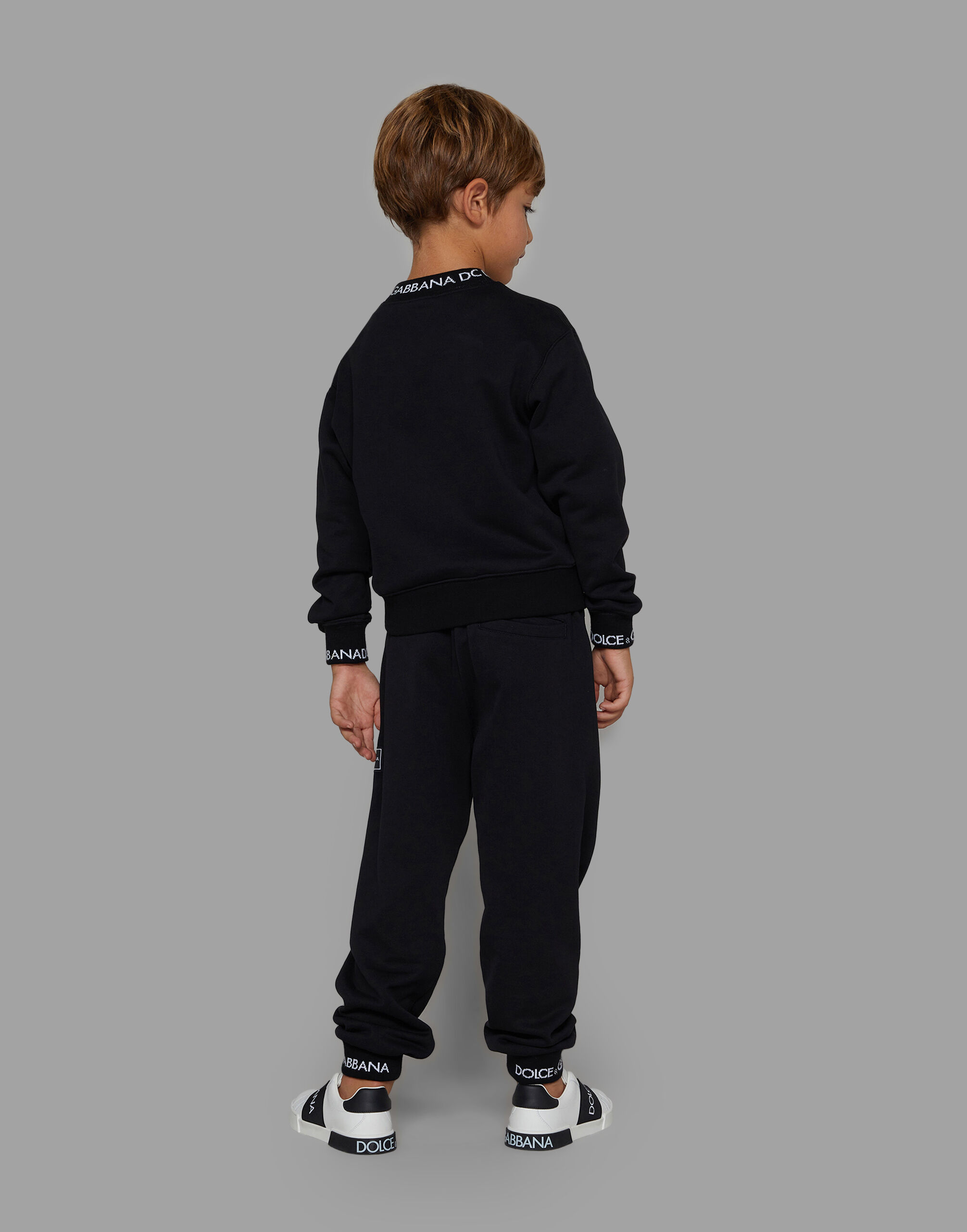 Jersey sweatshirt with logo label in Negro for Boys