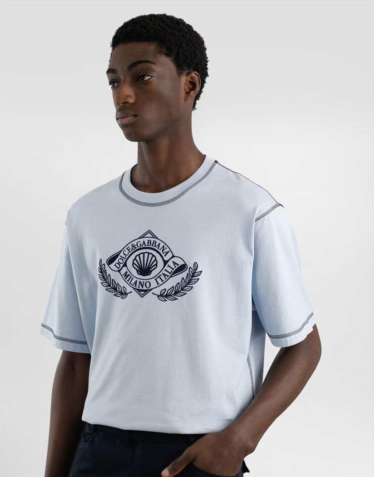 Dolce & Gabbana DG-print cotton t-shirt Azure G8PN9TG7PEC
