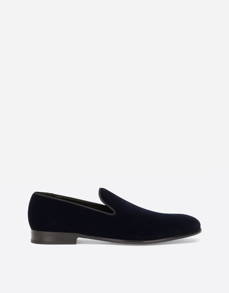 Dolce & Gabbana Slipper en terciopelo de algodón Azul A50396A6808