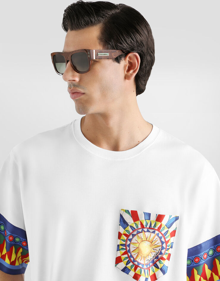 Dolce & Gabbana Cotton t-shirt with carretto-print Multicolor G8SB2TG7P5Z