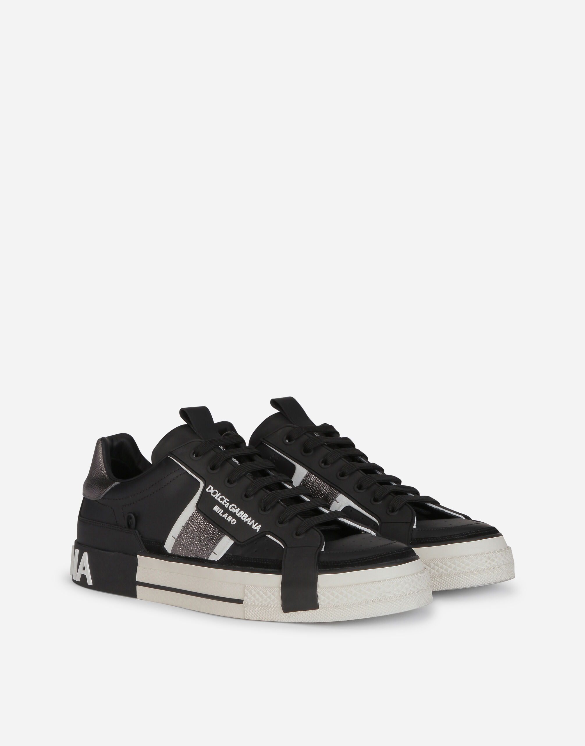 Calfskin 2.Zero Custom sneakers with contrasting details in Black Silver for Men Dolce Gabbana US