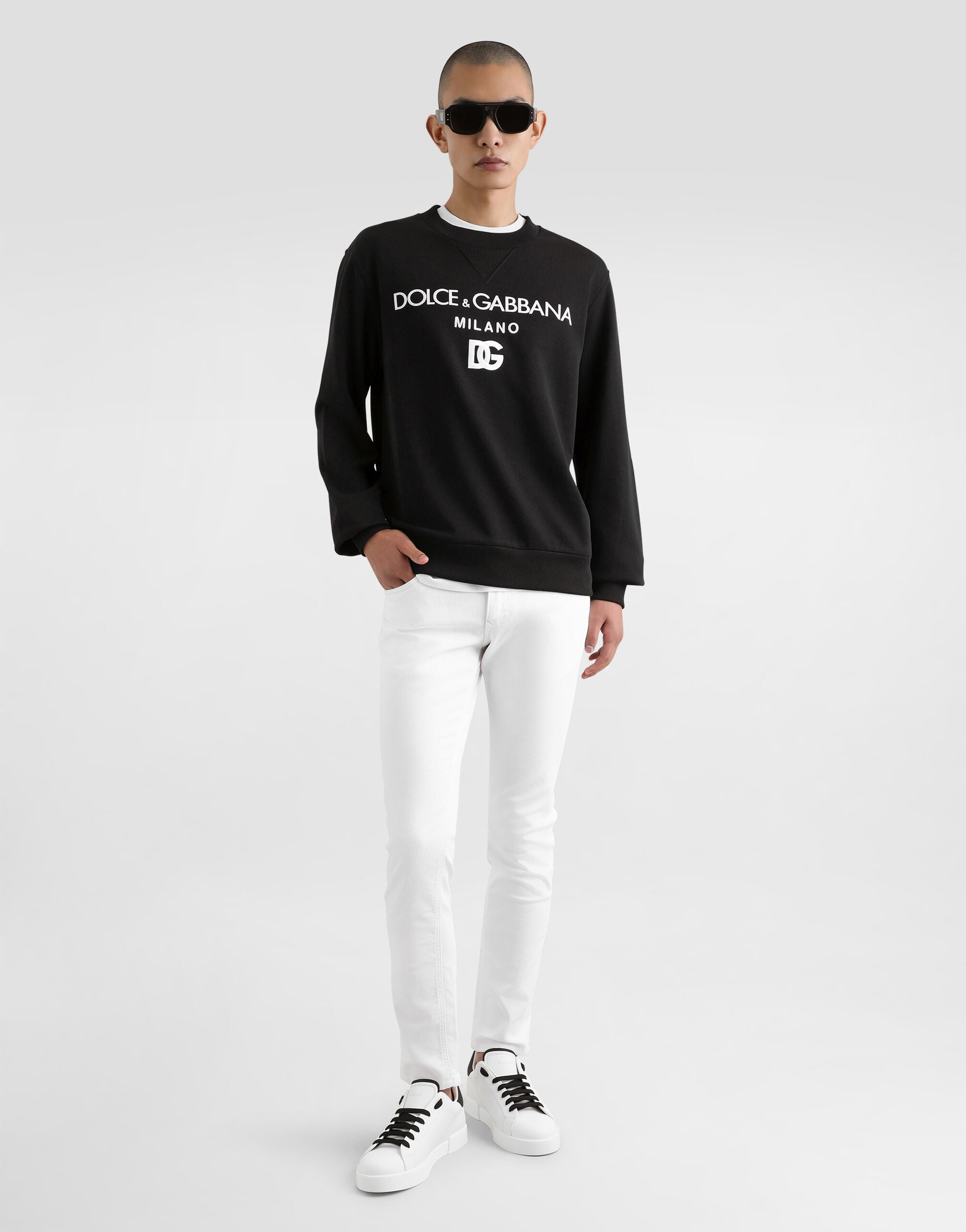 White regular stretch jeans in Multicolor for Men | Dolce&Gabbana®