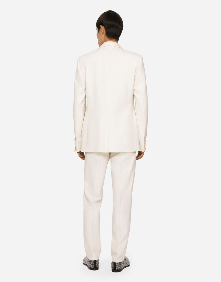 Dolce & Gabbana Pantalon de smoking en laine stretch Blanc GWZXMTGF816