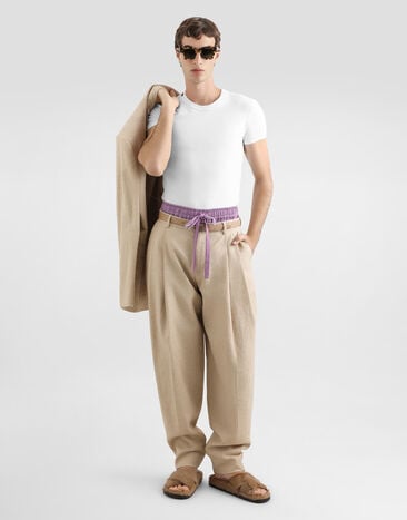Dolce & Gabbana Hose aus Hanf und Seide in Tweed-Optik Multicolor GP10DTFUTDB