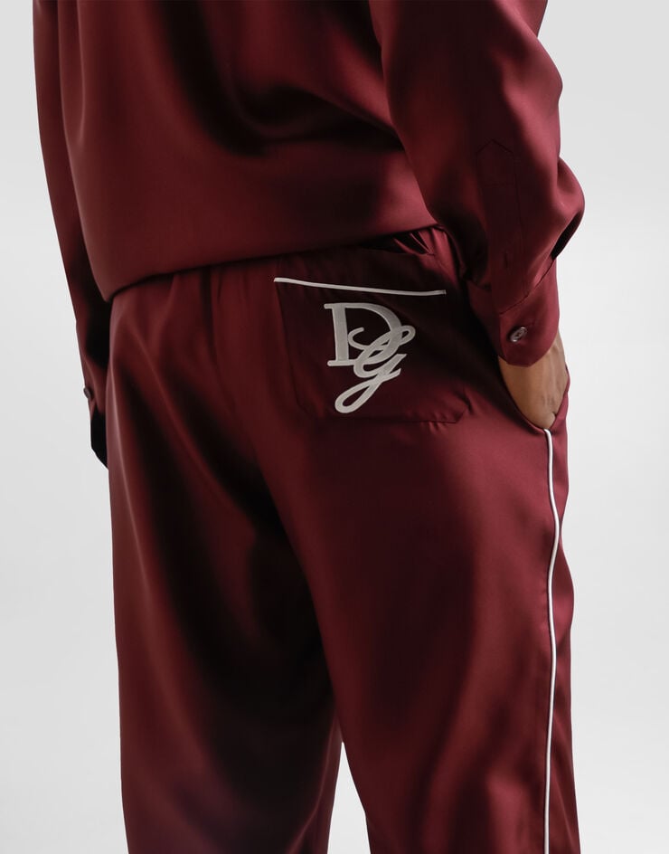 Dolce & Gabbana 徽标刺绣真丝睡裤 枣红 GVCRAZGJ155