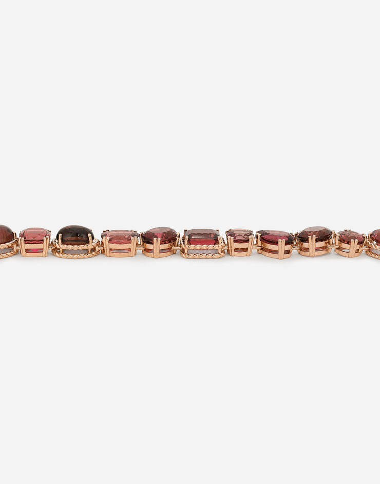 Dolce & Gabbana قلادة آنا من ذهب أحمر عيار 18 قيراطًا بقطع تورمالين أحمر WNQA1GWQM01