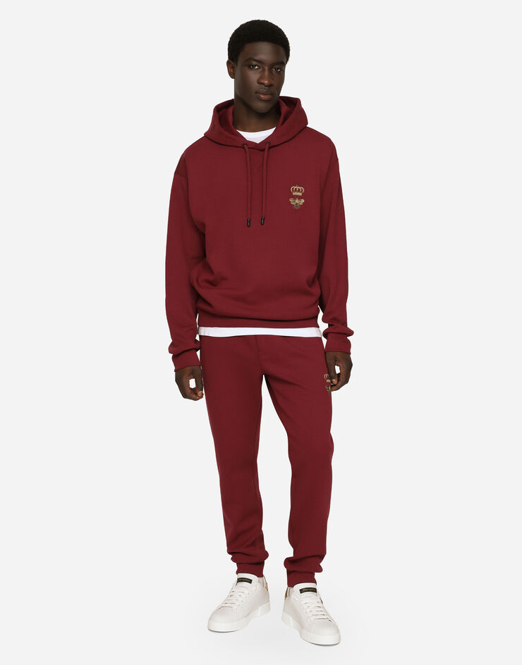 Dolce&Gabbana Cotton jersey hoodie with embroidery Bordeaux G9ACJZHU7H9