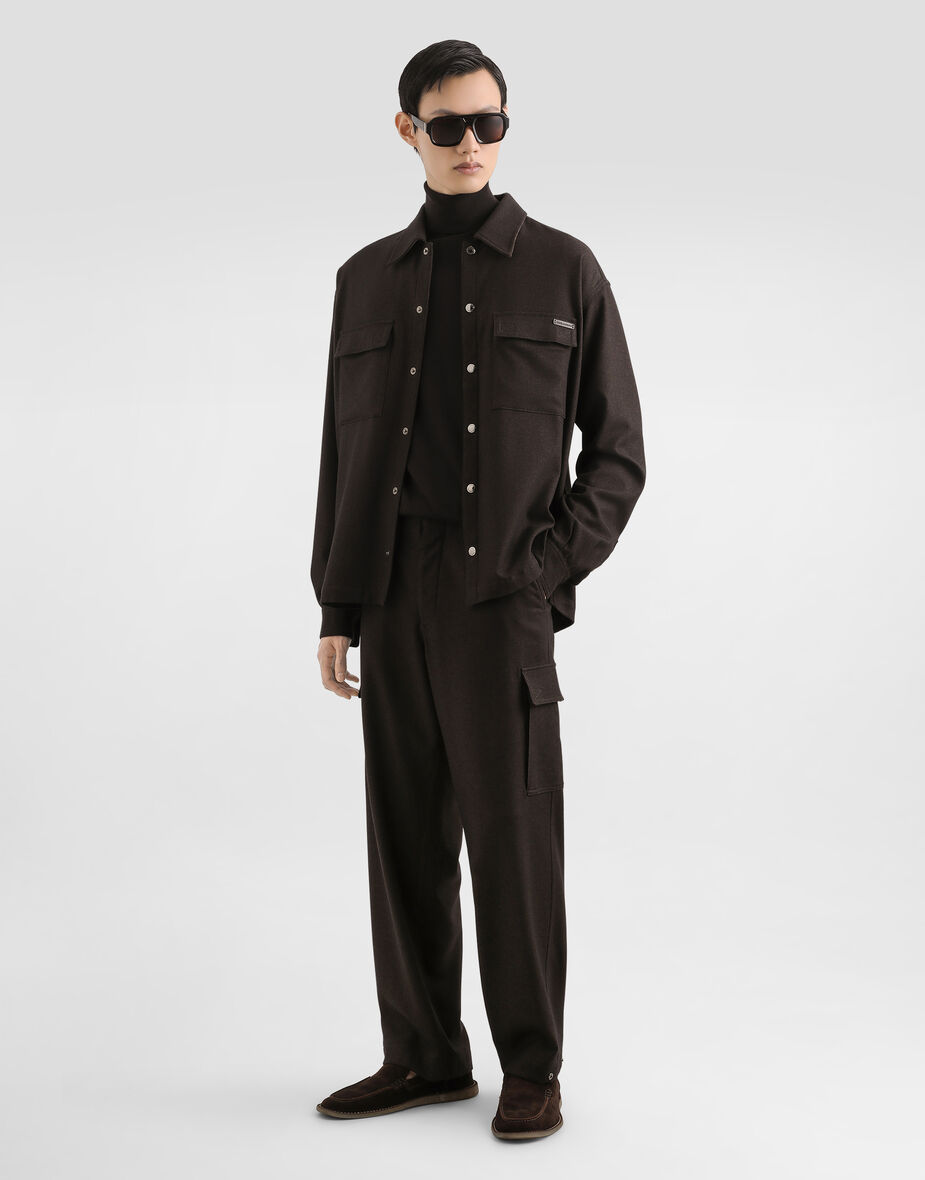 Mélange wool mat shirt in Brown for Men | Dolce&Gabbana® US