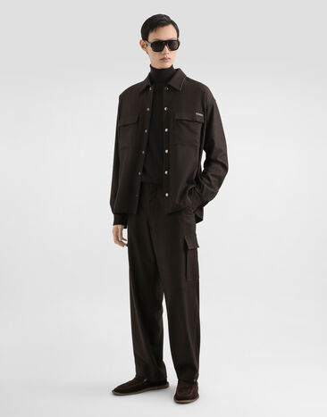 Dolce & Gabbana Mélange wool mat shirt Brown G5MM6TFURNC