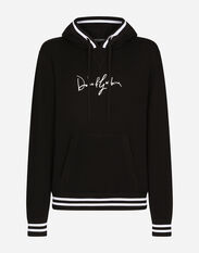 Dolce & Gabbana Wool hoodie with embroidery Blue G9AURZHU7PP