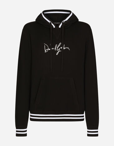 Dolce & Gabbana Wool hoodie with embroidery Black GXL30TJAWM9