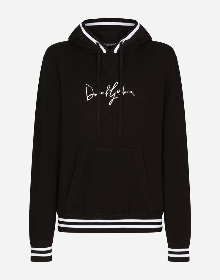Dolce & Gabbana Wool hoodie with embroidery Multicolor GXE02TJBMJ0