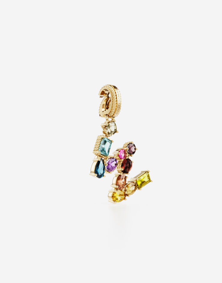 Dolce & Gabbana Rainbow alphabet W 18 kt yellow gold charm with multicolor fine gems Gold WANR2GWMIXW