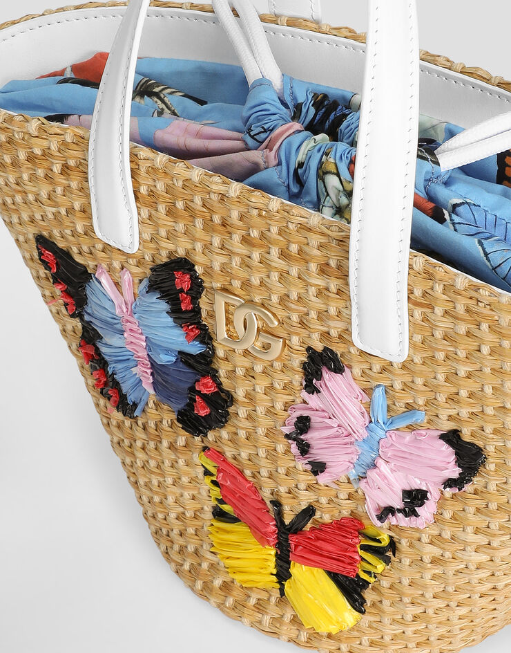 Dolce & Gabbana Straw basket with DG logo and Butterflies Print EB0249AU373