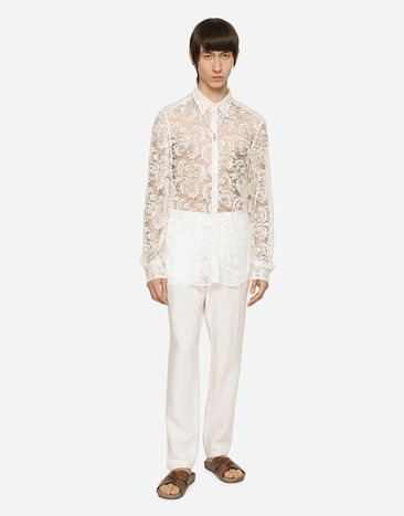 Dolce & Gabbana Lace Martini-fit shirt White G5IX8THLMHL
