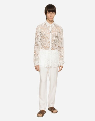 Dolce & Gabbana Lace Martini-fit shirt White G5IX8THLMHL