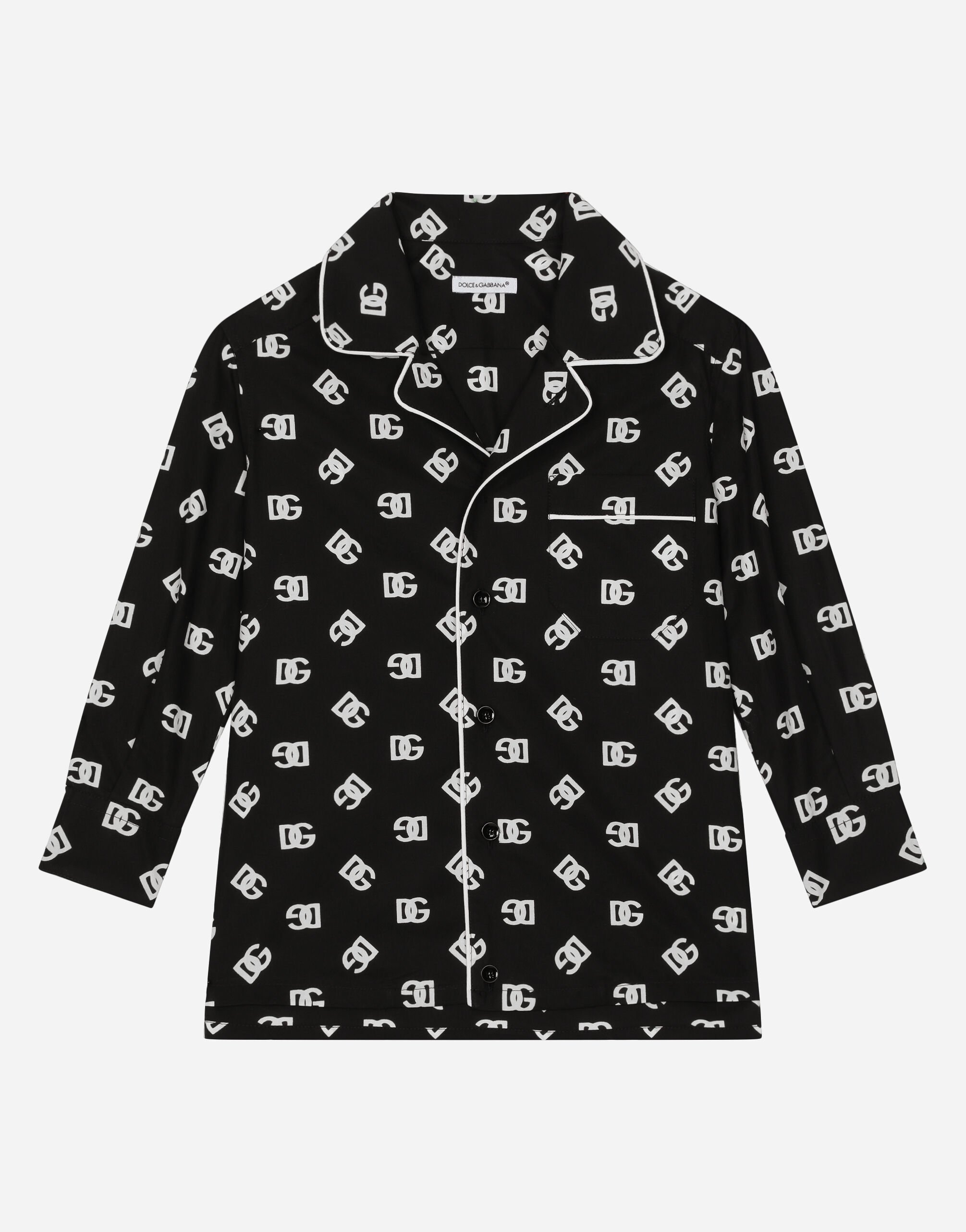Dolce & Gabbana Пижамная рубашка из поплина с принтом логотипа DG Отпечатки L4JTHQG7L7H
