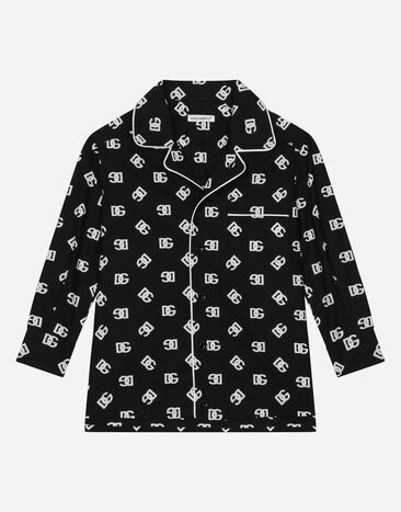Dolce & Gabbana Camisa tipo pijama de popelina con estampado del logotipo DG Imprima L44S10FI5JO