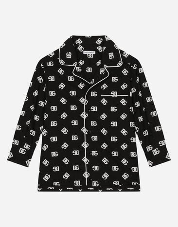 Dolce & Gabbana Poplin pajama shirt with DG logo print Print L4JTHQG7L7H
