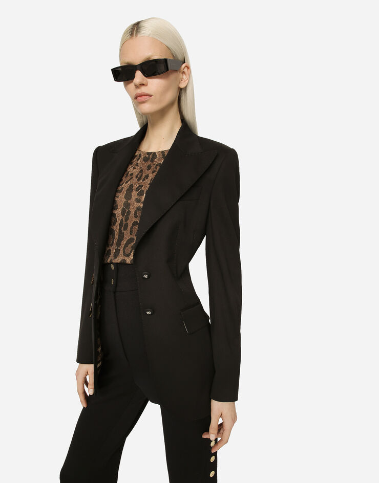 Dolce & Gabbana Chaqueta Turlington de gabardina con costuras Negro F29Z8TGDCL0
