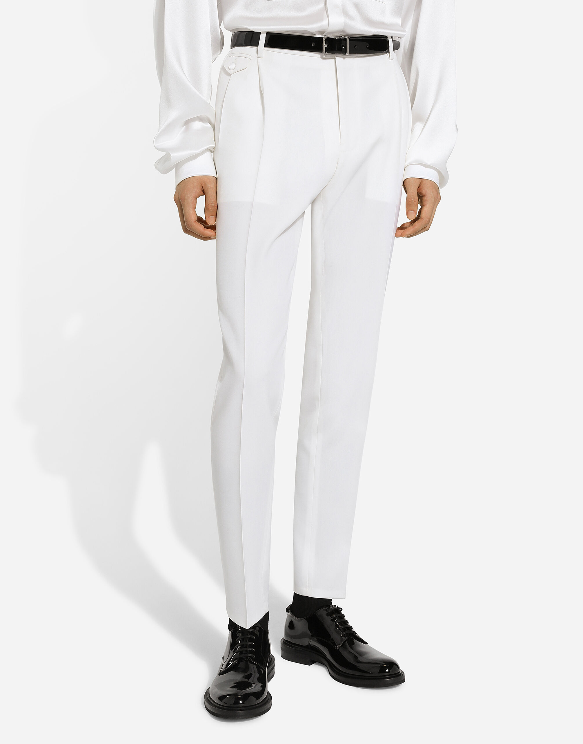 DOLCE & GABBANA ウール ハーフコート オフホワイト Dolce & Gabbana シングルブレスト ウール チェスターコート