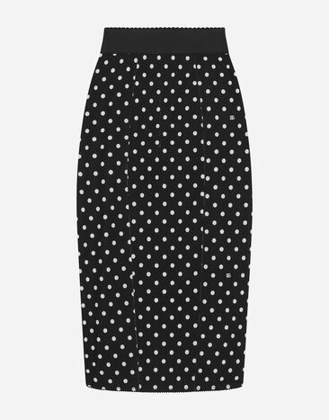 Dolce & Gabbana Marquisette pencil skirt with polka-dot print and corset details Print F4CWBTHS5R7