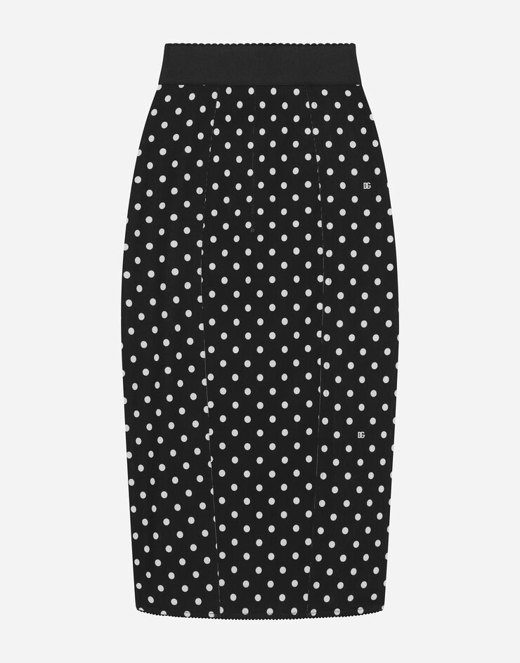 Dolce & Gabbana Marquisette pencil skirt with polka-dot print and corset details Print F4CWKTFSUBG