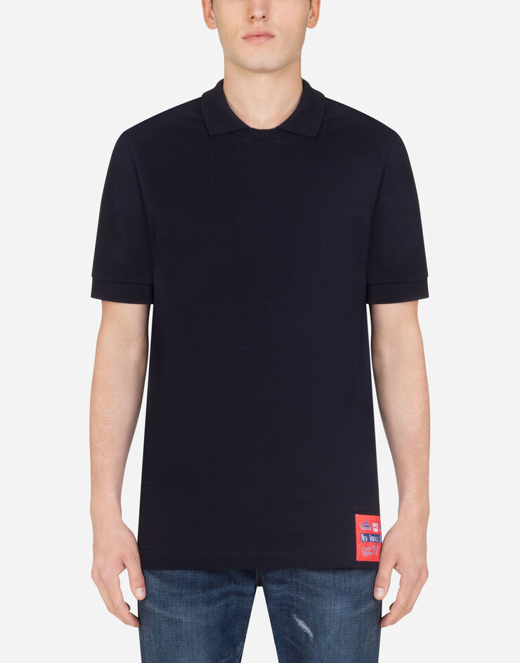 Dolce & Gabbana Piqué cotton polo shirt with patch AZUL G8KC5TFU7EN
