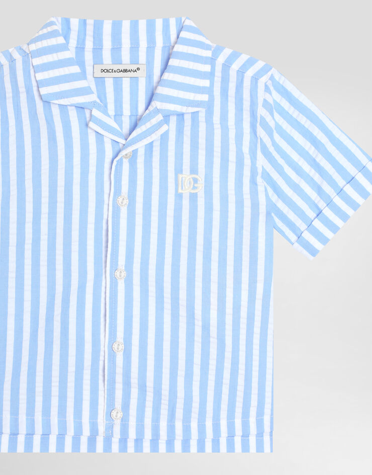 Dolce & Gabbana DG 徽标条纹泡泡纱衬衫 Azure L14S27FR50R