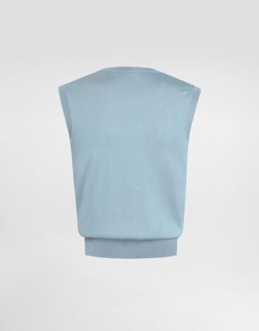 Dolce & Gabbana Silk tank top Azure FXT04ZJBSOV