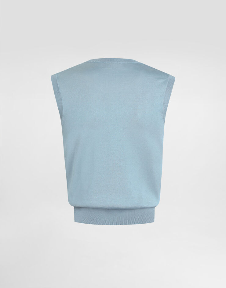 Dolce & Gabbana 실크 소재 탱크톱 Azure FXT04ZJBSOV