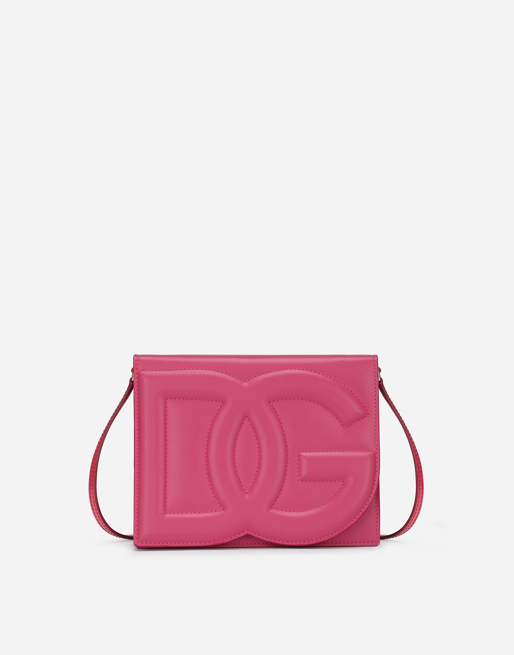 Dolce & Gabbana Sac DG Logo Bag à bandoulière en cuir de veau Rose BB2179AW752