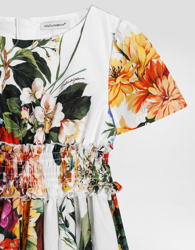 Dolce & Gabbana 花卉印花府绸短袖连衣裙 版画 L53DU2HS5TV