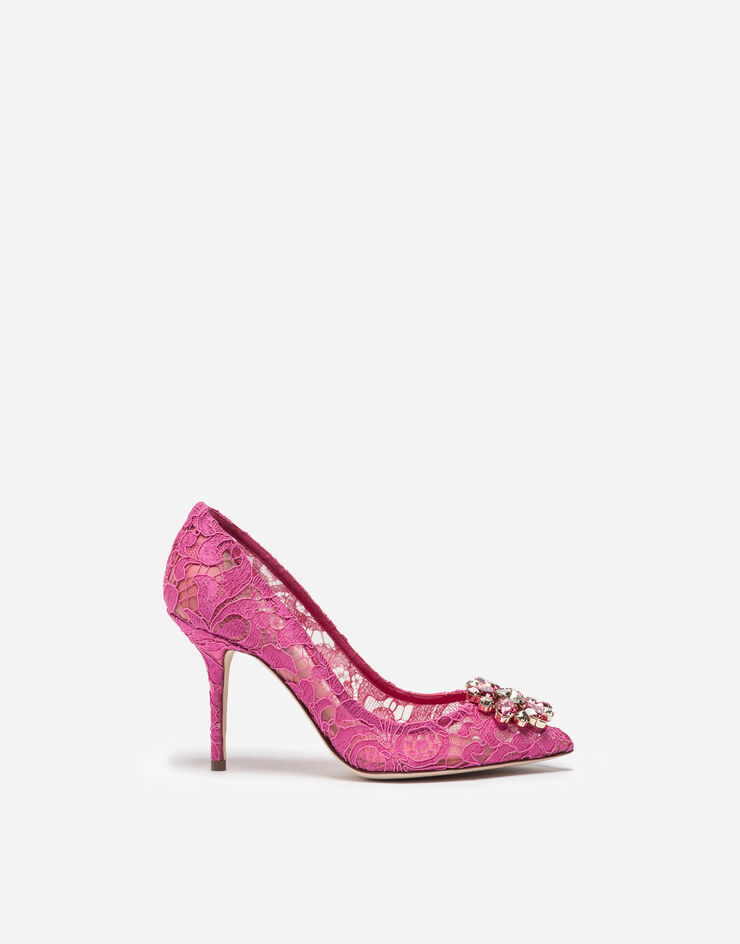 Dolce & Gabbana Zapatos escotados de encaje Taormina con cristales Fucsia CD0101AL198