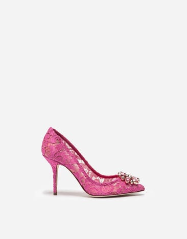 Dolce & Gabbana Zapatos escotados de encaje Taormina con cristales Rosa CD0066AL198