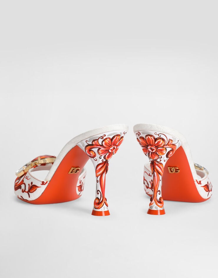 Dolce & Gabbana Mule en brocart imprimé majolique avec broderies Multicolor CR1995AB826