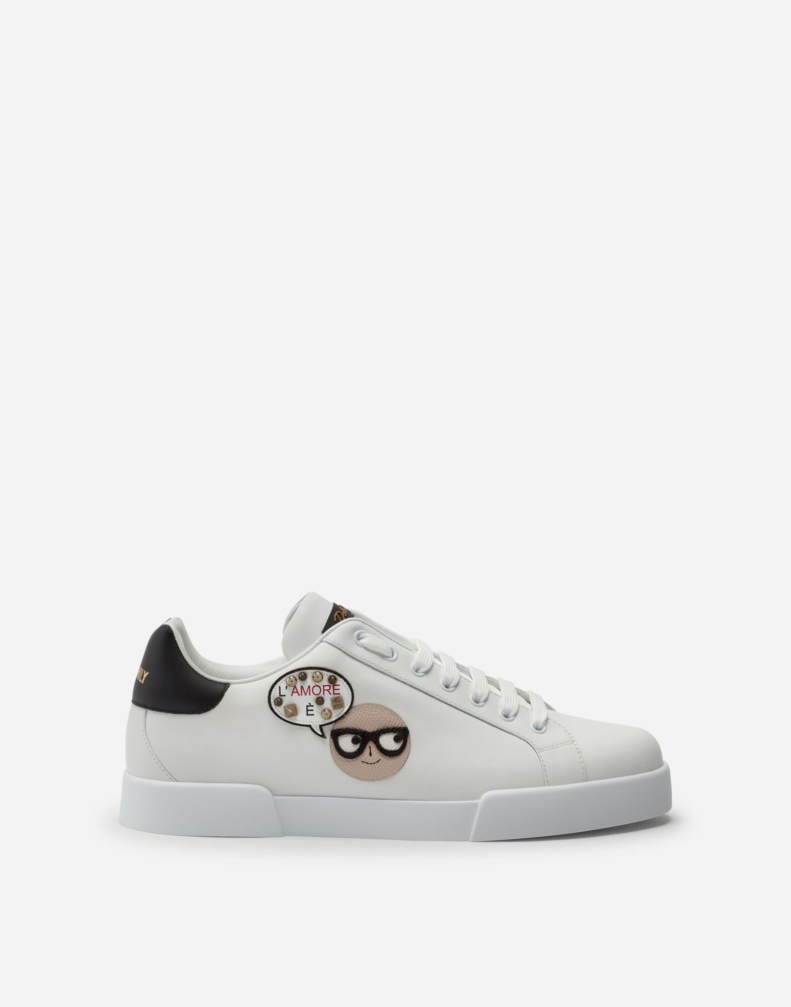 Calfskin Portofino sneakers with patches of the designers