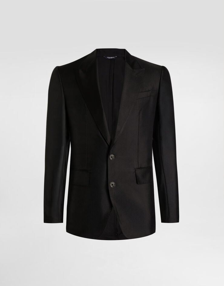 Dolce & Gabbana Giacca monopetto sicilia light in twill di seta Nero G2UQ8TFU10S