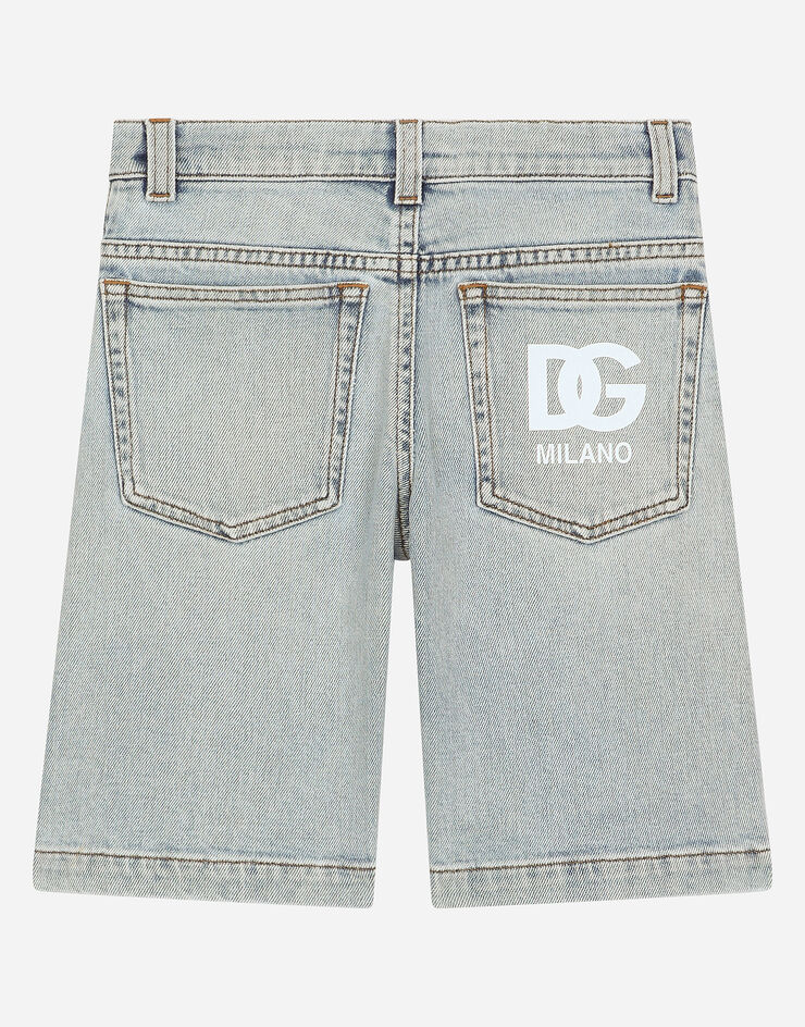 Dolce & Gabbana 5-Pocket-Bermudas aus Denim DG-Logo Blau L42Q96LDC13