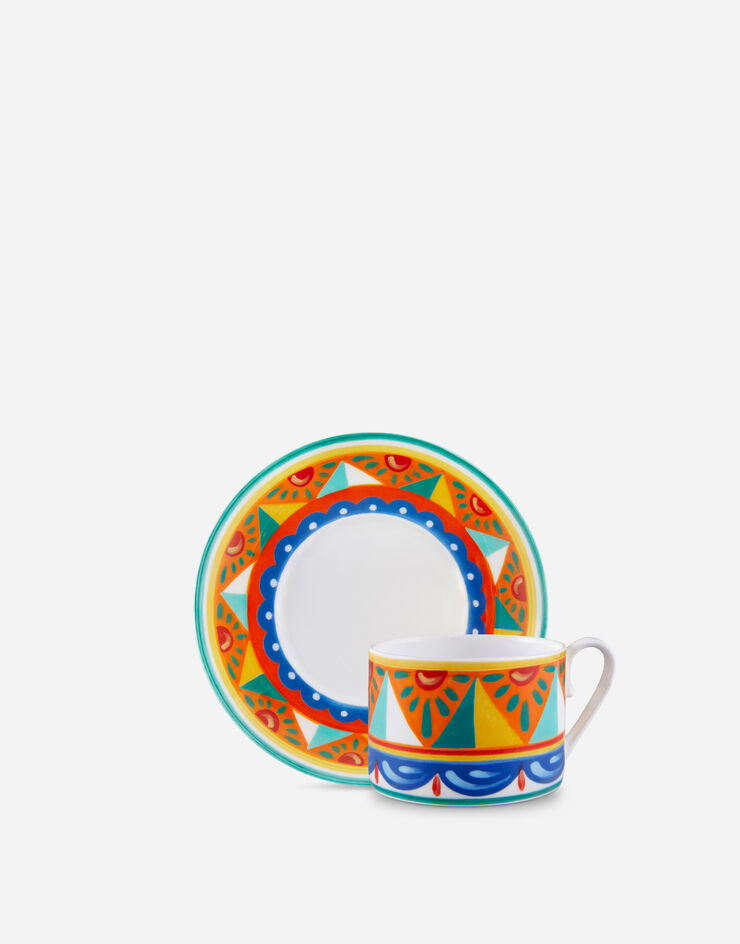Dolce & Gabbana Teetasse mit Untertasse aus feinem Porzellan Mehrfarbig TC0S06TCA01