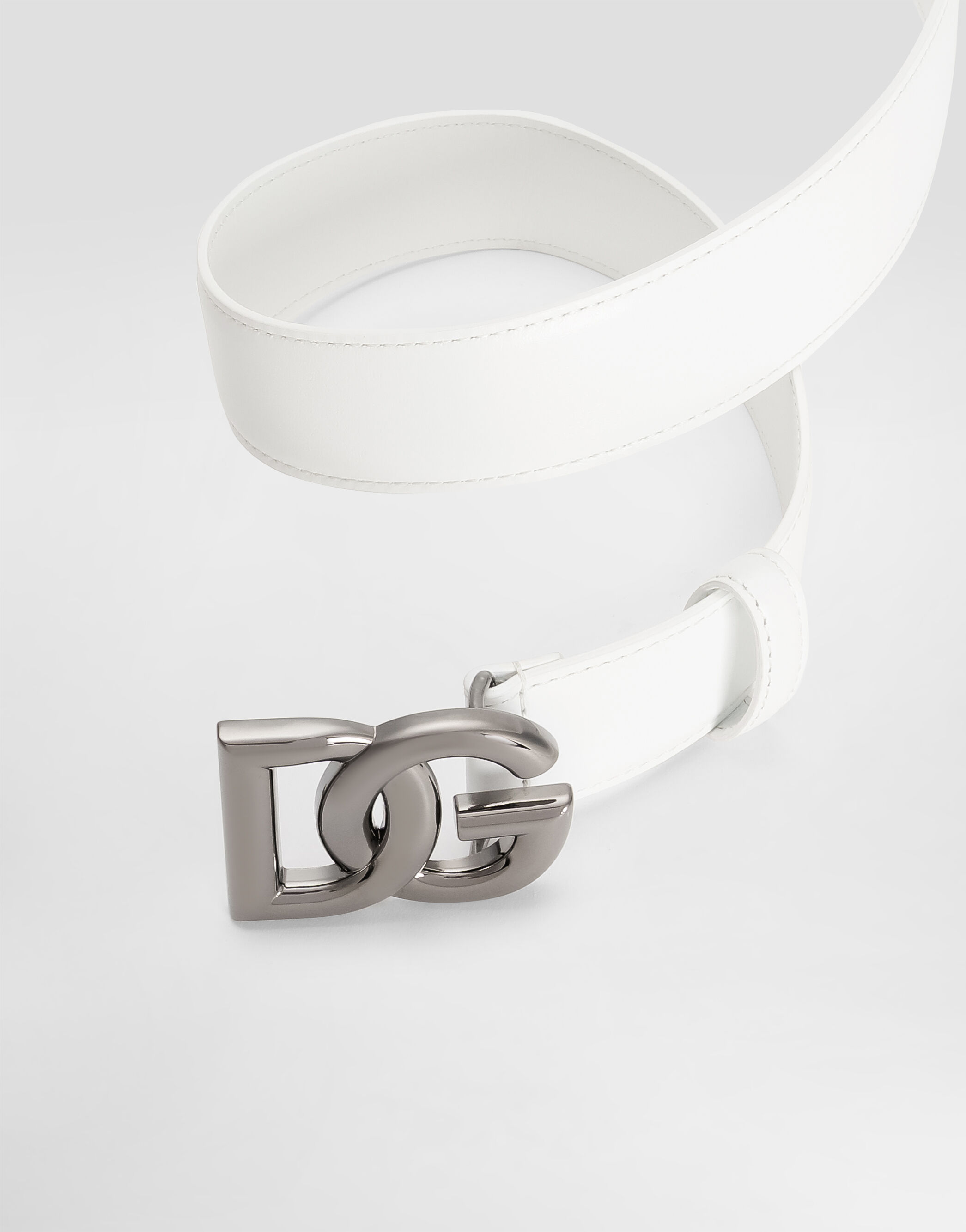Cintura con fibbia logo DG in Bianco da Uomo | Dolce&Gabbana®