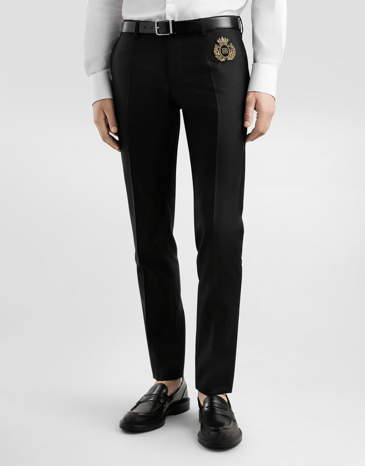 Dolce & Gabbana Sartoriale Hose mit Bundfalten aus Wolle und Seide Schwarz GY5UMZFU3H1