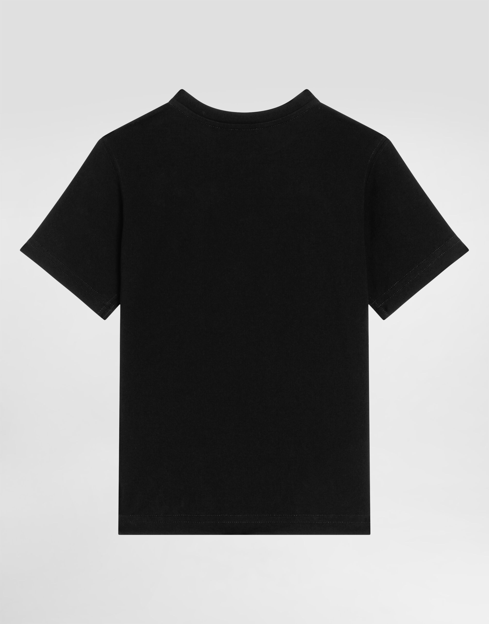【DOLCE&GABBANA】ショートスリーブジャージーTシャツ ブラックのボーイズ DOLCE&GABBANAプリント ショートスリーブ