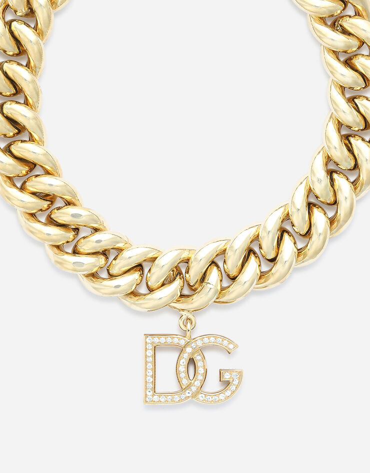 Dolce & Gabbana Armband Logo aus 18-karätigem Gelbgold mit farblosen Saphiren Gelbgold WBMY9GWSAPW