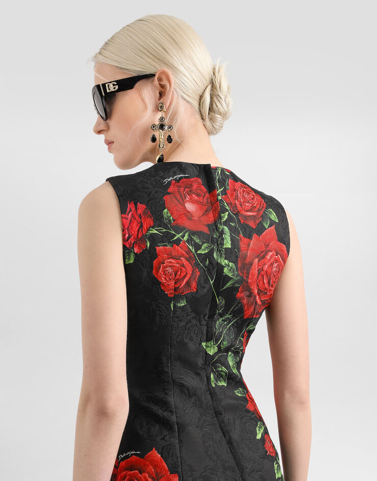 Dolce & Gabbana Rose-print brocade dress Multicolor F620JTFSTB4
