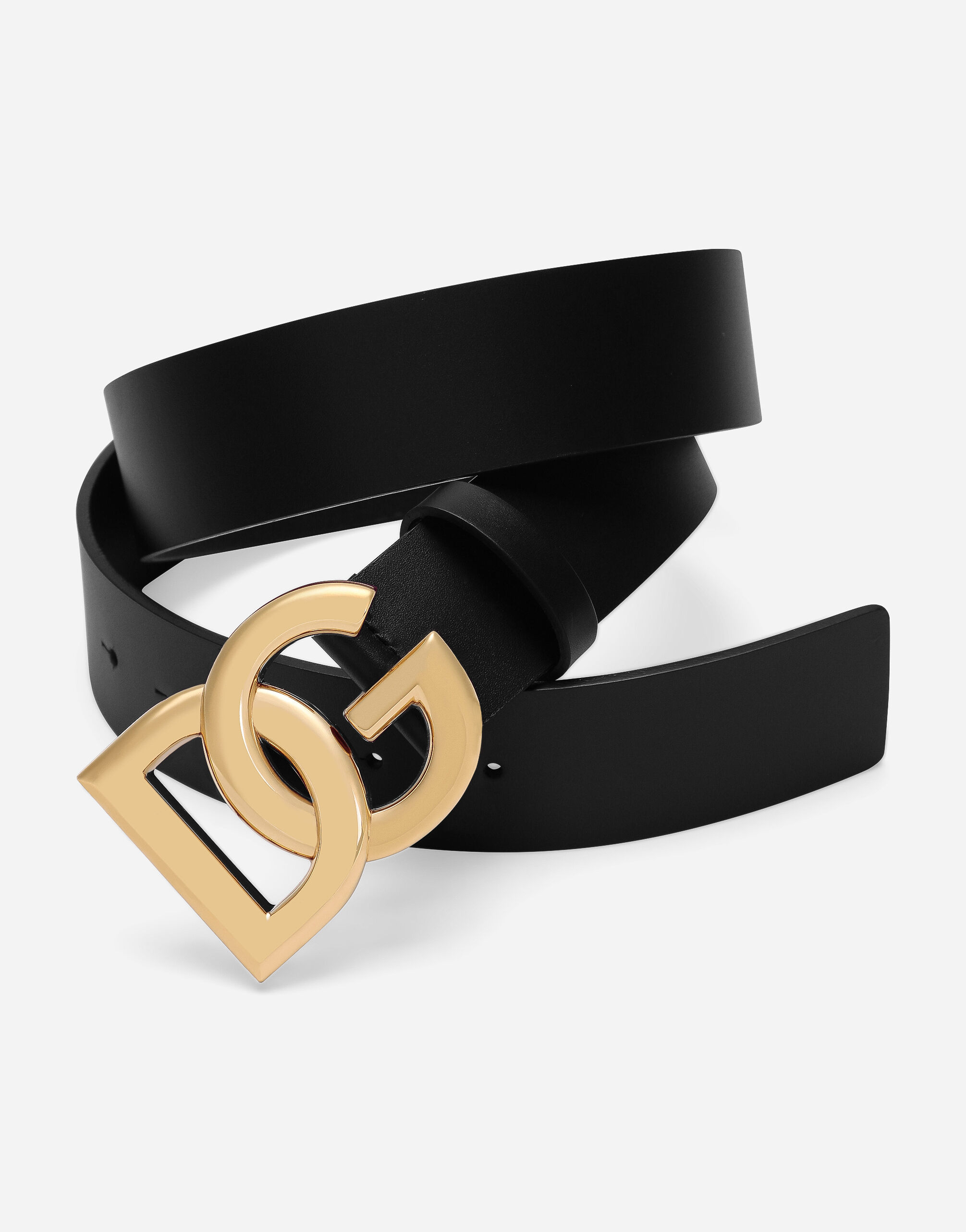 Lux leather belt with crossover DG logo buckle in Multicolor for