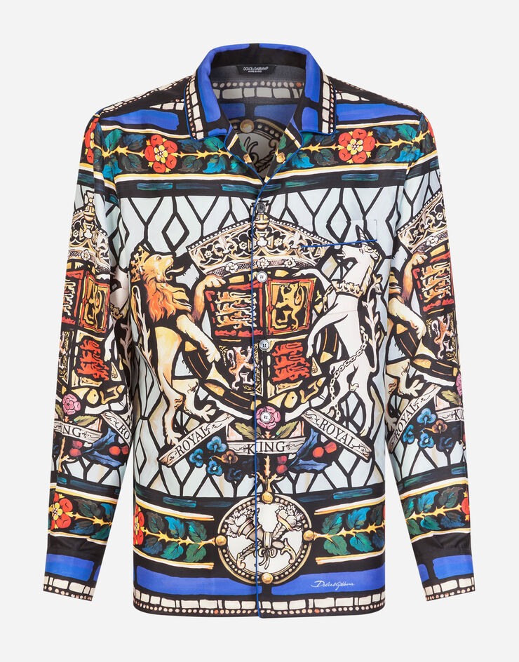 Dolce & Gabbana PYJAMA SHIRT WITH ROYAL KING PRINT MULTICOLORED G5EM2TFI1K1