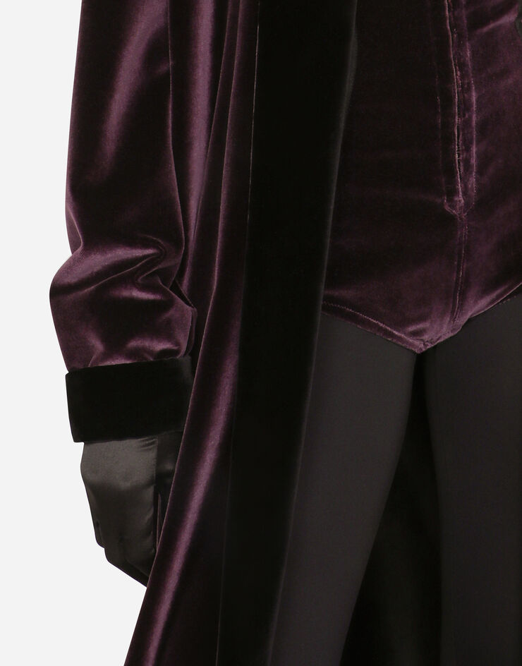 Dolce & Gabbana KIM DOLCE&GABBANA Long velvet coat Purple F0C7QTFUVJC